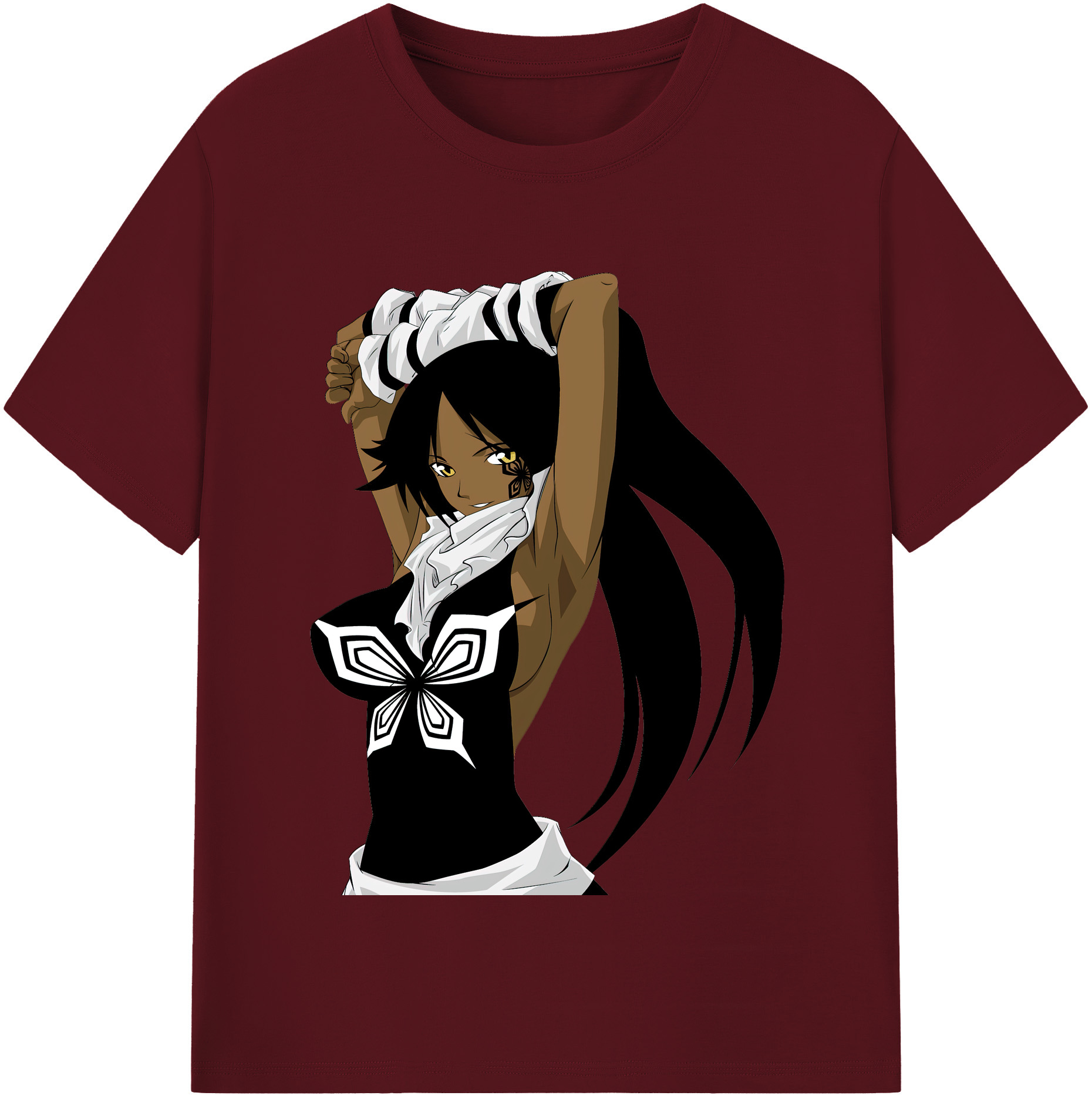 （画像用） ブリーチ 四楓院 夜一（しほういん よるいち） BLEACH Shihouin Yoruichi 綿100％半袖Tシャツ（フロントプリント）